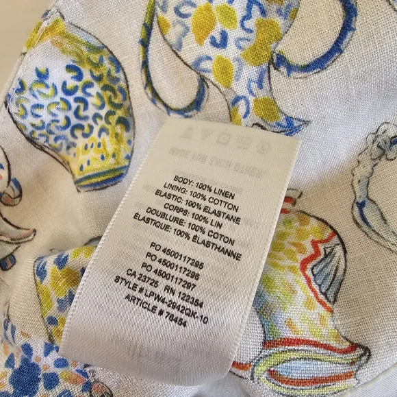 Aritzia Wilfred S Linen Smocked Fatale Vase Blouse Floral Print Women's Top - Picture 6 of 6